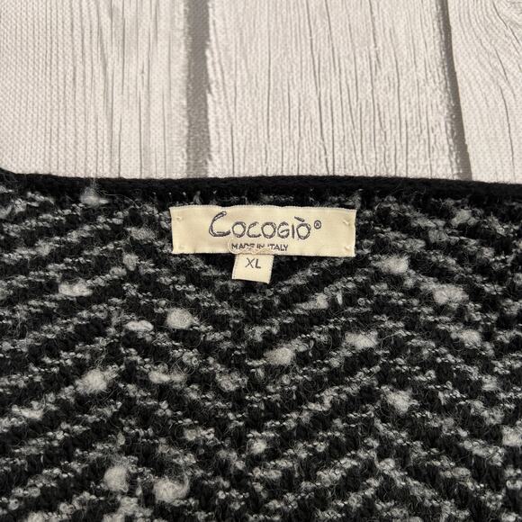 Cocogio Italy Wool Open Front Gray/Black Women's Cardigan Sweater Size XL - Picture 8 of 9
